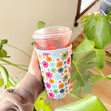 Coffee Cup Cover - Watercolor Florals - Iced Drink Sleeve: Large / 24oz