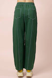 NP71022-Stitch Detail Casual Knit Pants: MOCHA / S-M-L/2-2-2