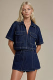 CROPPED DENIM TOP W1595TIA : MID DENIM / L