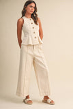 Cream VEST AND STRAIGHT FIT PANTS SET