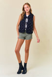 Ruffled Collar Quilted Vest