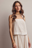 Embroidered Square-Neck Tank & Wide-Leg Pants Set FSET011: Indigo / Contemporary / L