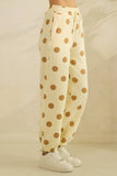 Polka Dot Sweatpants: Cream/Black / L