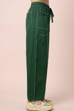NP71022-Stitch Detail Casual Knit Pants: MOCHA / S-M-L/2-2-2
