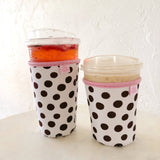 Coffee Cup Cover - Brown Polka Dots: Small / 16oz