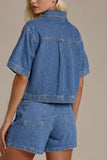 CROPPED DENIM TOP W1595TIA : MID DENIM / L