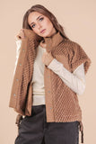 NJ90437-Soft Textured Woven Vest W/ Side Tie: MOCHA / S-M-L/2-2-2
