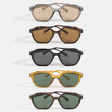 Tortoise Geometric Double Bridge Sunglasses Set: ASSORTED