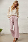 Striped Cotton Wide Leg Pants: PINK COMBO / L