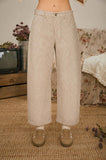 GINGHAM BARREL PANTS: TAUPE