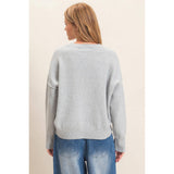 Crew Neck Sweater With Ribbed Hem: OATMEAL / S-M-L(2-2-2)