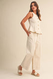 Cream VEST AND STRAIGHT FIT PANTS SET