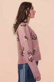 12W3475N-Print & Solid Soft Knit Sweater Cardigan: Red / S-M-L/2-2-2