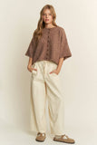 Mocha Quarter-Sleeve Knit Cardigans: Mocha / Contemporary / L