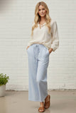Striped Cotton Wide Leg Pants: PINK COMBO / L