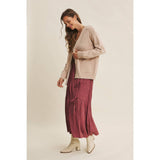 OVERSIZED COTTON BLEND SWEATER CARDIGAN: CLOUD PINK / L