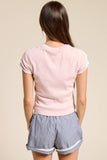 Basic Short Sleeve Baby Tee Knit Top: Ivory / S