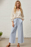 Striped Cotton Wide Leg Pants: PINK COMBO / L