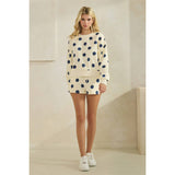 Polka Dot Crew Neck SweatShirt: Black / L