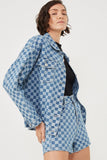 Checker denim Shacket
