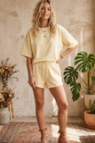 (Original Design) Polka Dot Heavy Scuba Top and Shorts Set: CREAM/BLACK / L