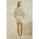 Polka Dot Crew Neck SweatShirt: Black / L
