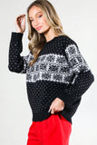 Crew Neck Christmas Fair Isle Print Knitted Sweater VT81531: Green / S