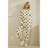Polka Dot Sweatpants: Cream/Black / L