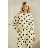 Polka Dot Sweatpants: Cream/Black / L
