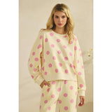 Polka Dot Crew Neck SweatShirt: Black / L
