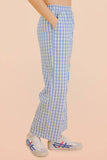 NP70976-Elastic Waist Checkered Casual Pants: RED / S-M-L/2-2-2