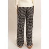 Striped Elastic Waist Pants: BROWN / S-M-L(2-2-2)