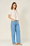 AJT6103 LACE FLORAL T SHIRTS: OFF WHITE / L