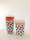 Coffee Cup Cover - Brown Polka Dots: Large / 24oz