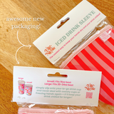 Coffee Cup Cover - Pink & Orange Stripes - Iced Drink Sleeve: Small / 16oz