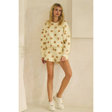 Polka Dot Sweatshorts: Sky Blue/Navy / L