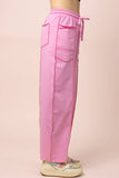 NP71022-Stitch Detail Casual Knit Pants: MOCHA / S-M-L/2-2-2