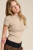 Basic Short Sleeve Baby Tee Knit Top: BABY PINK / L
