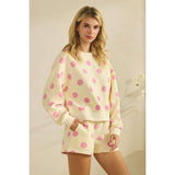 Polka Dot Sweatshorts: Sky Blue/Navy / L