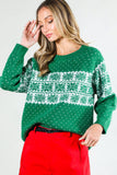 Crew Neck Christmas Fair Isle Print Knitted Sweater VT81531: Green / S