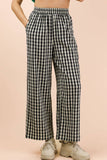 NP70976-Elastic Waist Checkered Casual Pants: RED / S-M-L/2-2-2