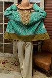 Paisley Pattern Patch Detail Quilted Woven Twill Jacket: DENIM / M
