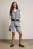 Denim Trim Knit Vest FSW0009 : Stripes / Contemporary / L