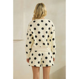 Polka Dot Crew Neck SweatShirt: Black / L