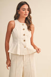 Cream VEST AND STRAIGHT FIT PANTS SET