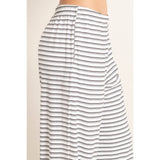 Striped Elastic Waist Pants: BROWN / S-M-L(2-2-2)