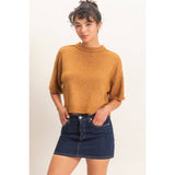 Seam Detail Short Sleeve Knit Top: WHIP CREAM / S-M-L(2-2-2)
