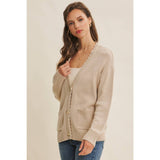OVERSIZED COTTON BLEND SWEATER CARDIGAN: CLOUD PINK / L