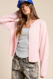 Essential Button Down Cardigan Top: Red / L