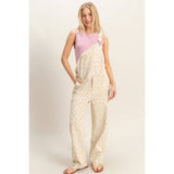 Floral Patterned Overalls: PINK / S-M-L(2-2-2)